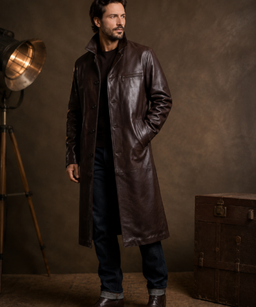 Duskrider Long Leather Trench Coat