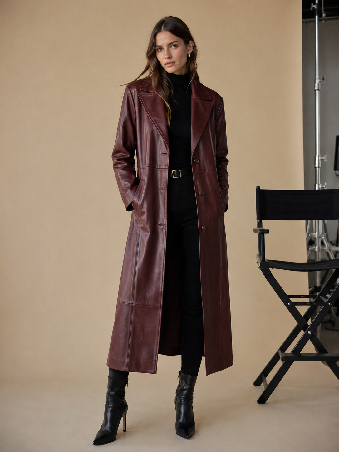 Matrix Style Long Leather Coat