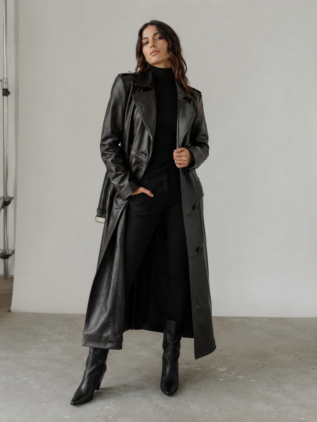 Noir Duster Leather Coat