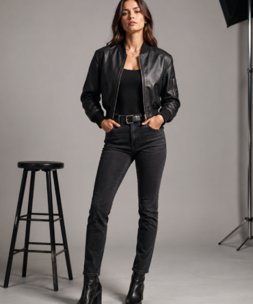 Aviator Faux Leather Bomber