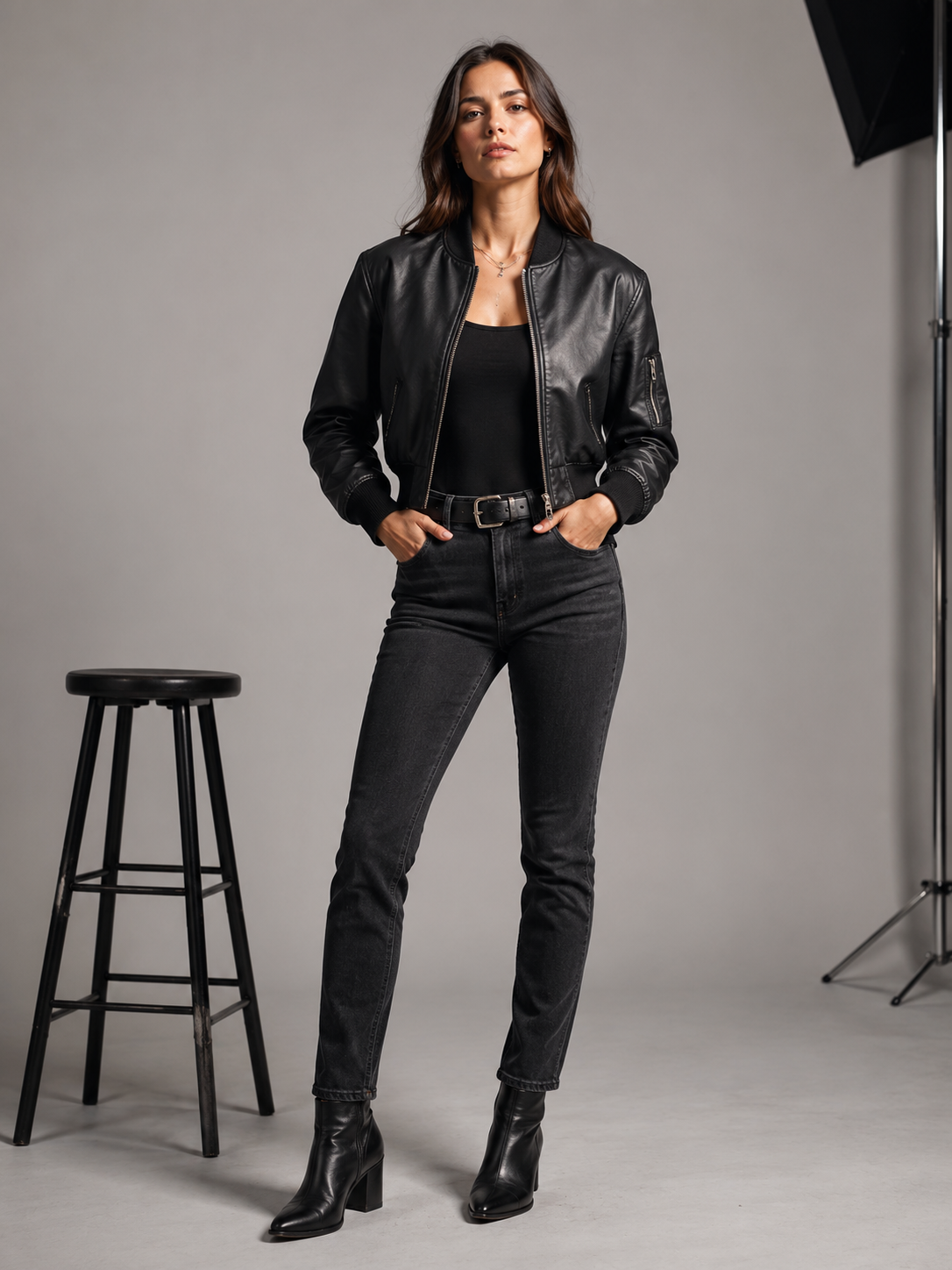 Aviator Faux Leather Bomber